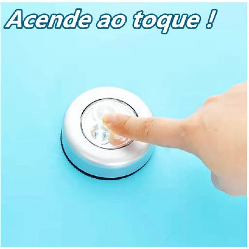 Luz Adesiva de Toque – Lâmpada Compacta com 3 LEDs para Ambientes